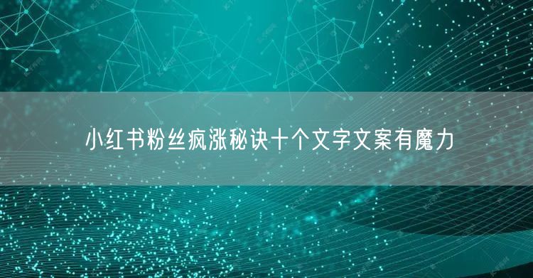 小红书粉丝疯涨秘诀十个文字文案有魔力